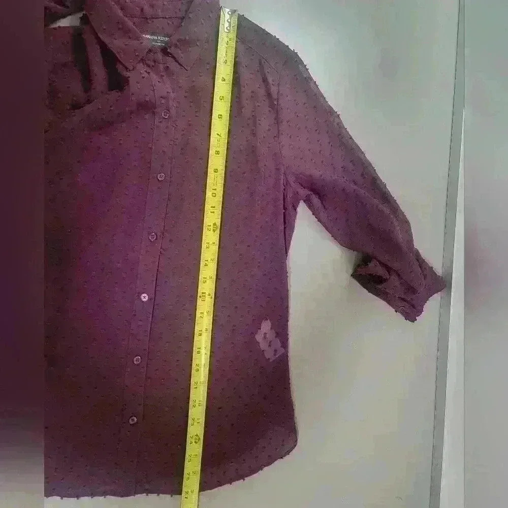 Banana Republic Swiss Dot Sheer Blouse Purple Size S - Picture 4 of 6